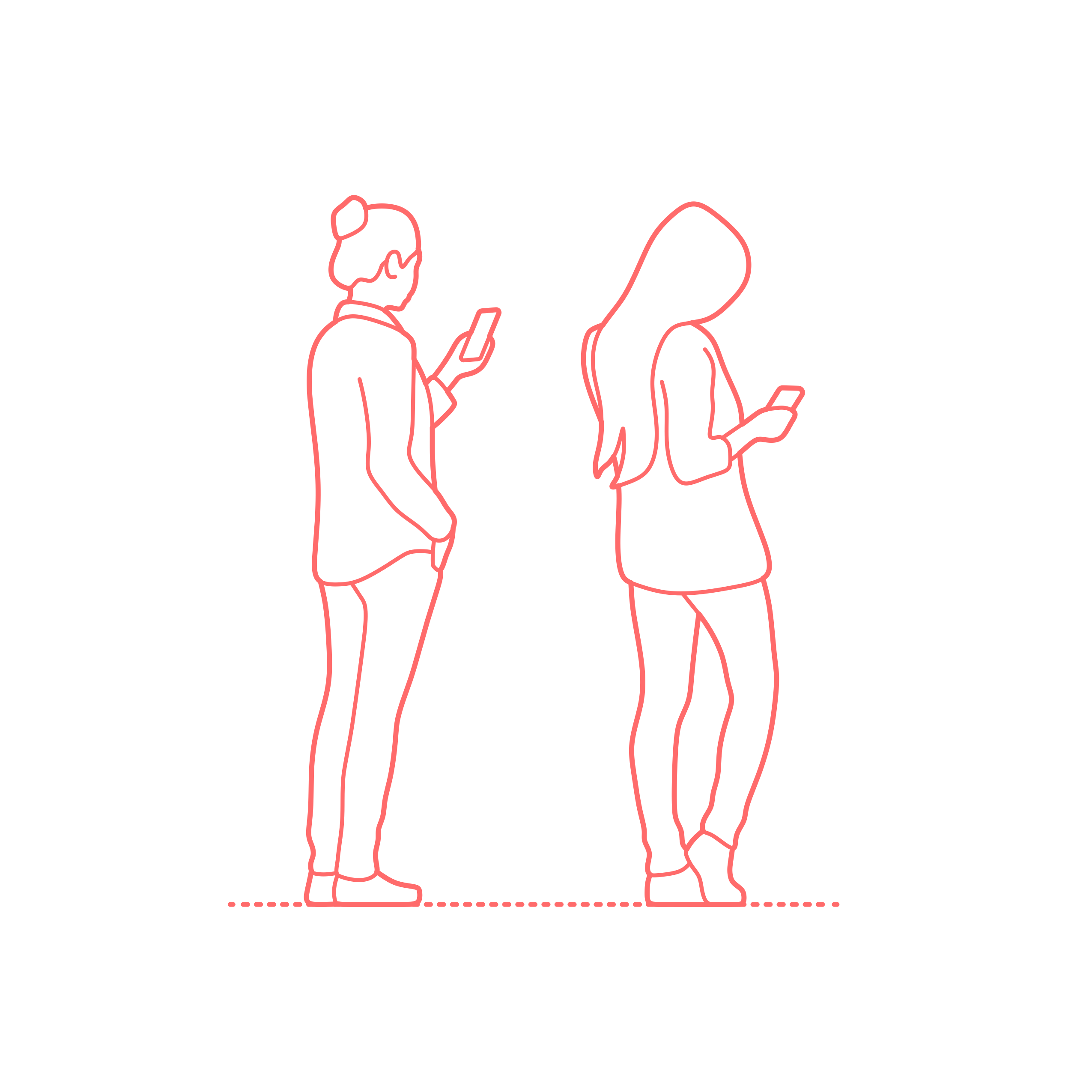 Humans Looking At Phone Young Adults Women Standing Side Contour Svg Vector Free Vectors